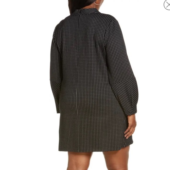 Check Print Long Sleeve Shift Dress - Picture 2 of 8